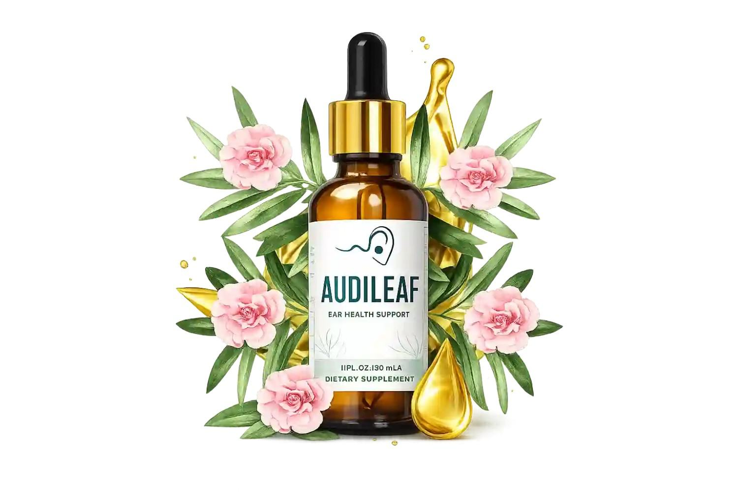 AudiLeaf bottle among natural botanical ingredients